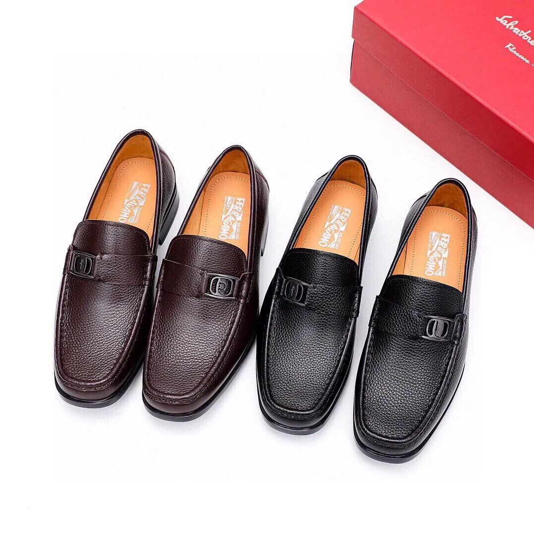Men's shoes 💰520 💐[Ferragamo/Ferragamo] New 🐲Ferragamo* Ferragamo classic formal leather shoes! It uses imported first-layer pebbled cowhide leather upper + luxurious hardware buckle, and the inner first-layer comfortable cowhide leather lining! Original rubber outsole! Code number 38-44 (45🉑️customized)